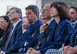 Mazón y Morant, junto al CEO de Edwards Lifesciences, en el acto de inicio de las obras.