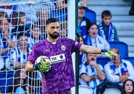 Mamardashvili, durante el partido contra la Real Sociedad en el Reale Arena