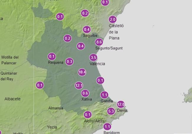 Lluvias previstas el miércoles por la mañana en la Comunitat.