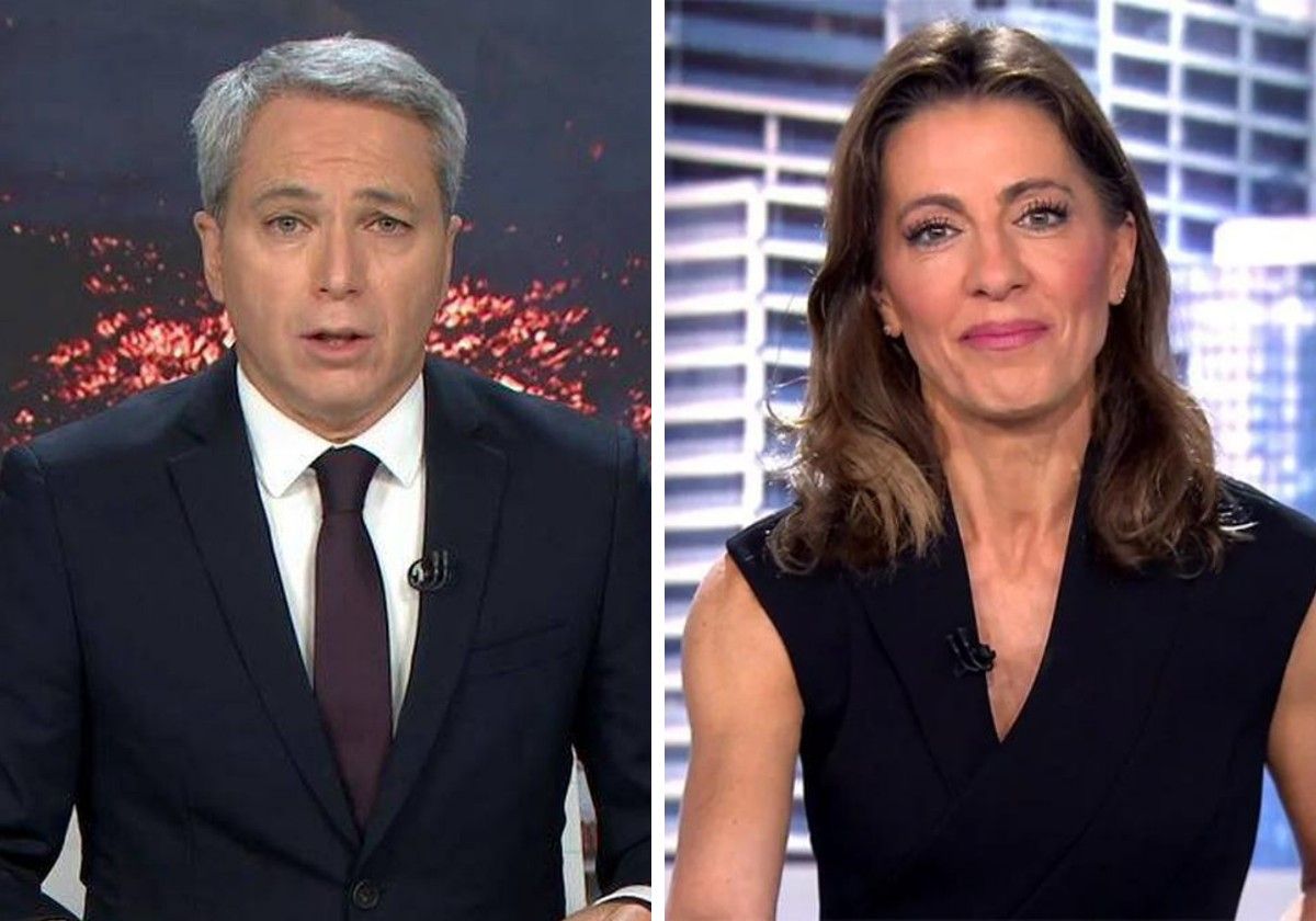 Vicente Valles en los informativos de Antena 3 y Ángeles Blanco en los infroramtivos de Telecinco.