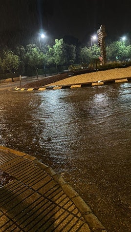 Agua acumulada en una de las calles de Alzira.