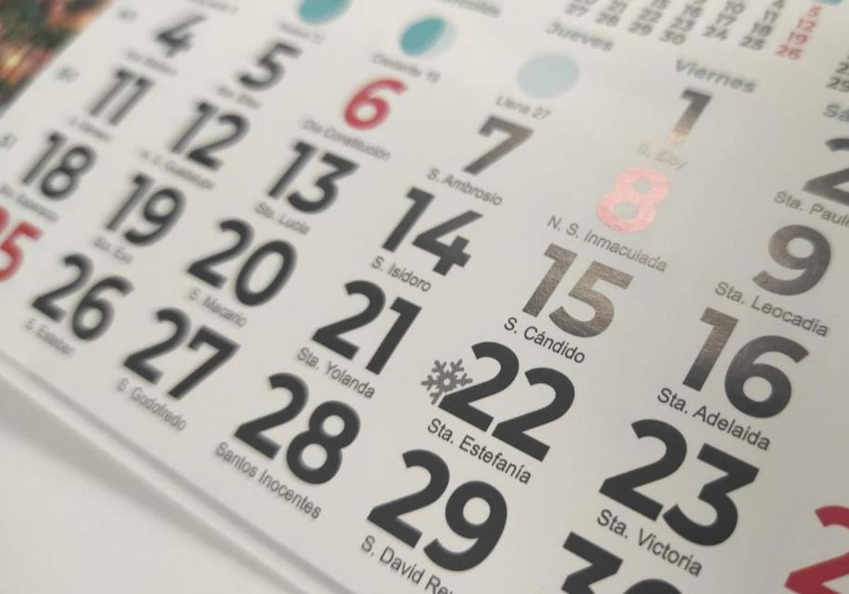 El calendario laboral agrupa varias fiestas a final de año.