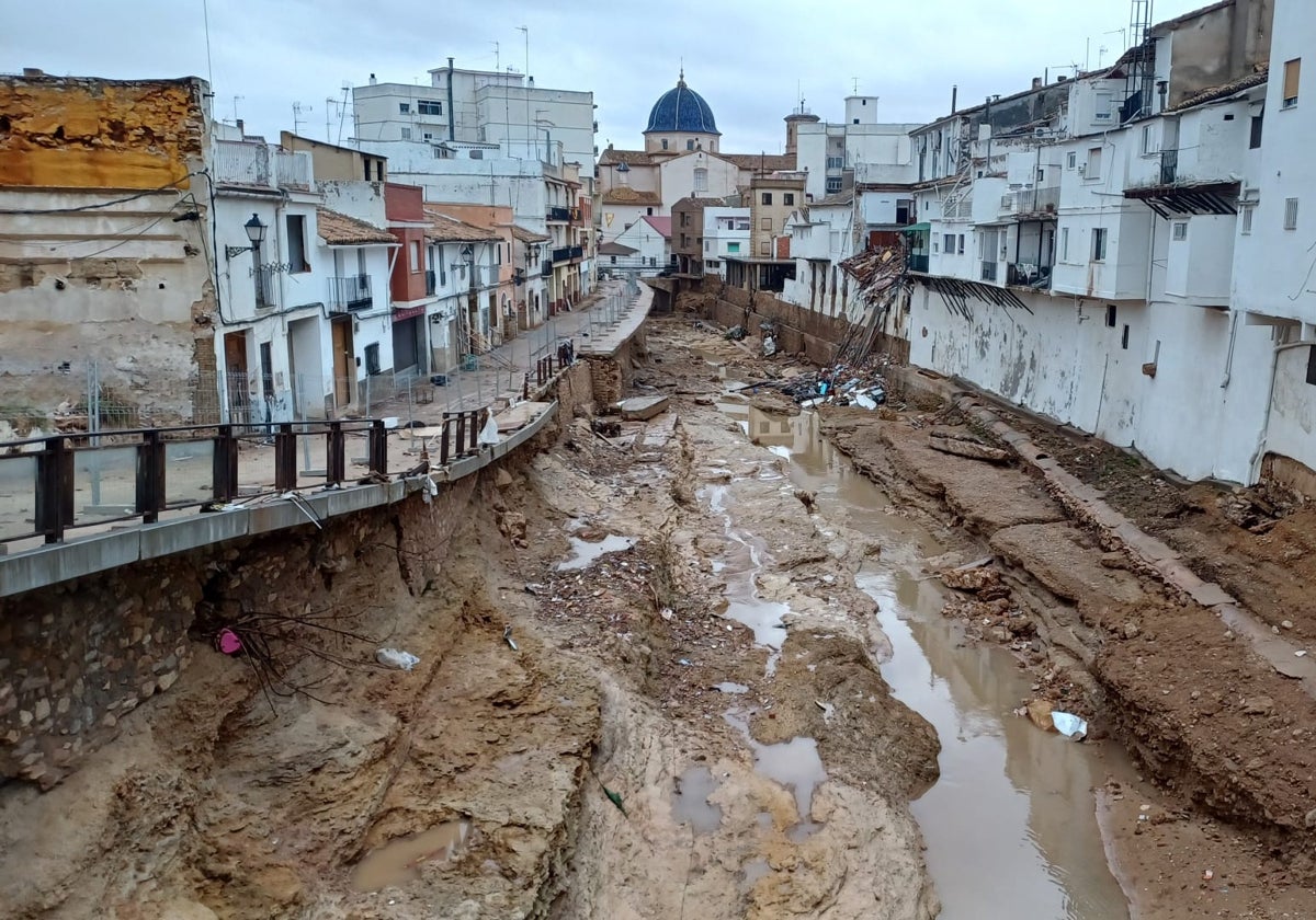 El barranco de Chiva, en la mañana del jueves tras el paso de la segunda DANA.