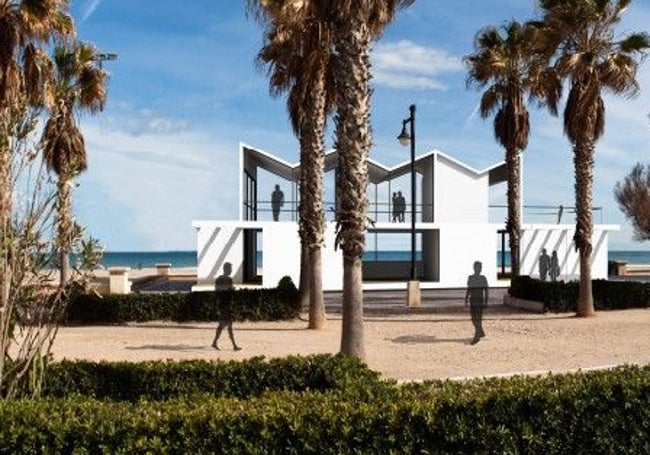 Recreación de los nuevos restaurantes de la playa de la Malvarrosa.