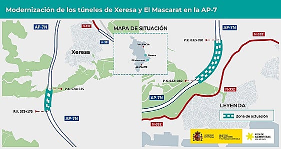 Transportes licita por 11,4 millones la modernización de los túneles de Xeresa y El Mascarat