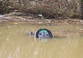 Un coche, hundido en la Albufera tras la DANA.