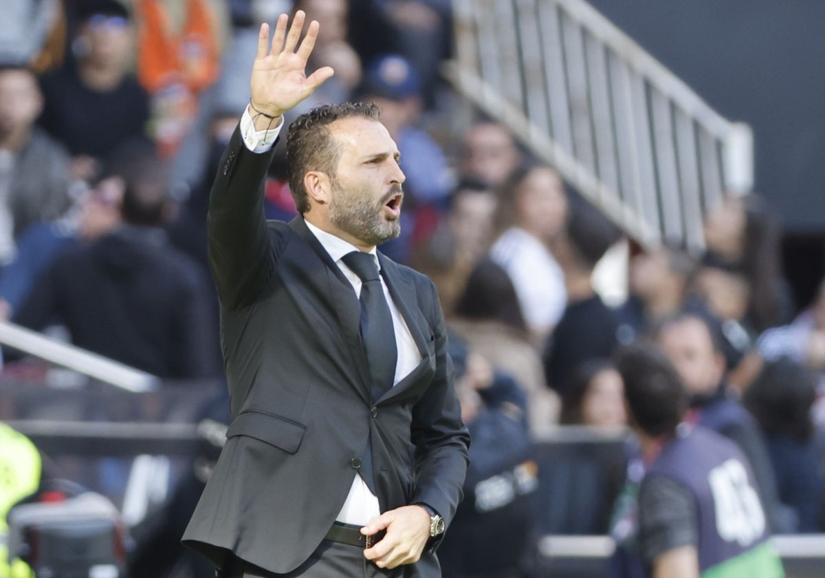 Rubén Baraja, durante el partido frente al Betis en Mestalla.