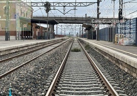 Tramo de vía recuperado en Alzira.