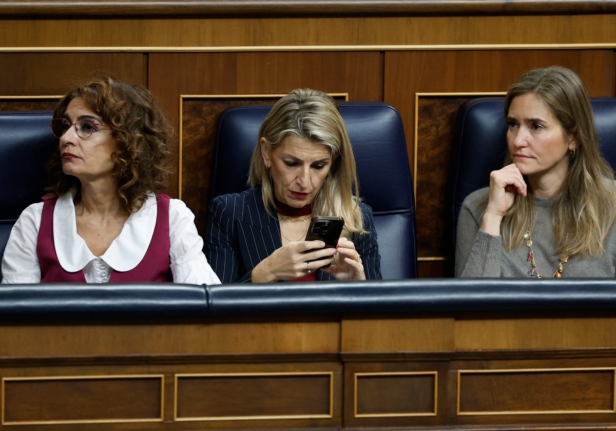 María Jesús Montero, Yolanda Díaz y la nueva vicepresidenta Sara Aagesen.