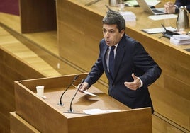 Carlos Mazón durante una sesión de control en Les Corts.