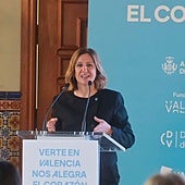 La alcaldesa de Valencia, María José Catalá, en la presentación de la campaña de apoyo al turismo.