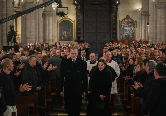 Los Reyes, en la Catedral de Valencia, durante el funeral por las víctimas de la DANA.