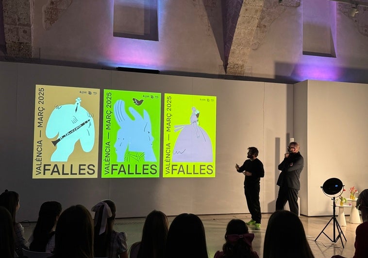 Migue Martí y Sergio Membrillas durante la presentación del cartel de Fallas.