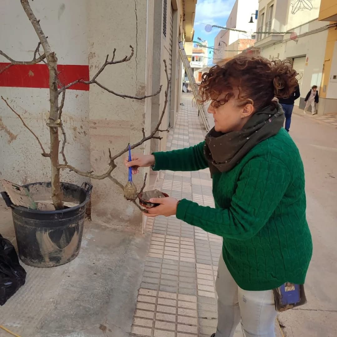 Imagen secundaria 1 - Un árbol arrancado por la dana con fotos de vecinos de Guadassuar, símbolo de unión tras la tragedia