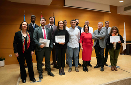 Premiados y becados por la Fundación Juan Arizo durante la ceremonia: Premio CAVIDA, Premios FJAS, Becas MUICCP y becas MGPTI