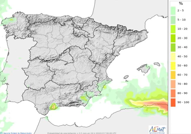 Probabilidad de lluvias el lunes en la Comunitat.