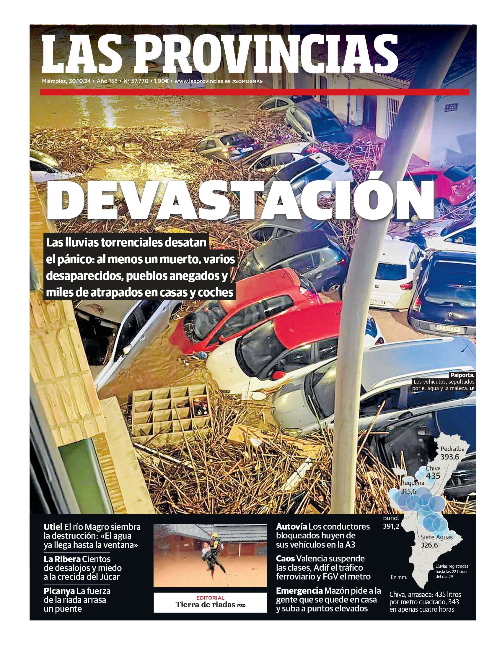 Portada de LAS PROVINCIAS publicada el 30 de octubre de 2024