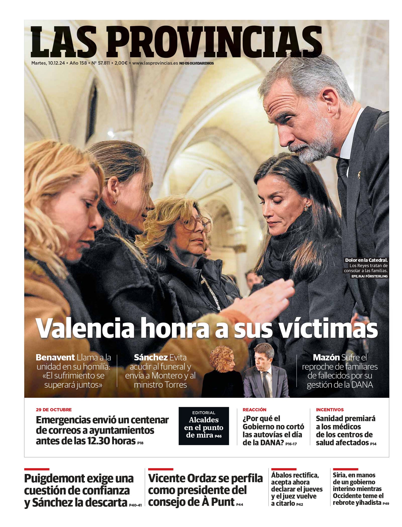 Portada de LAS PROVINCIAS publicada el 10 de diciembre de 2024