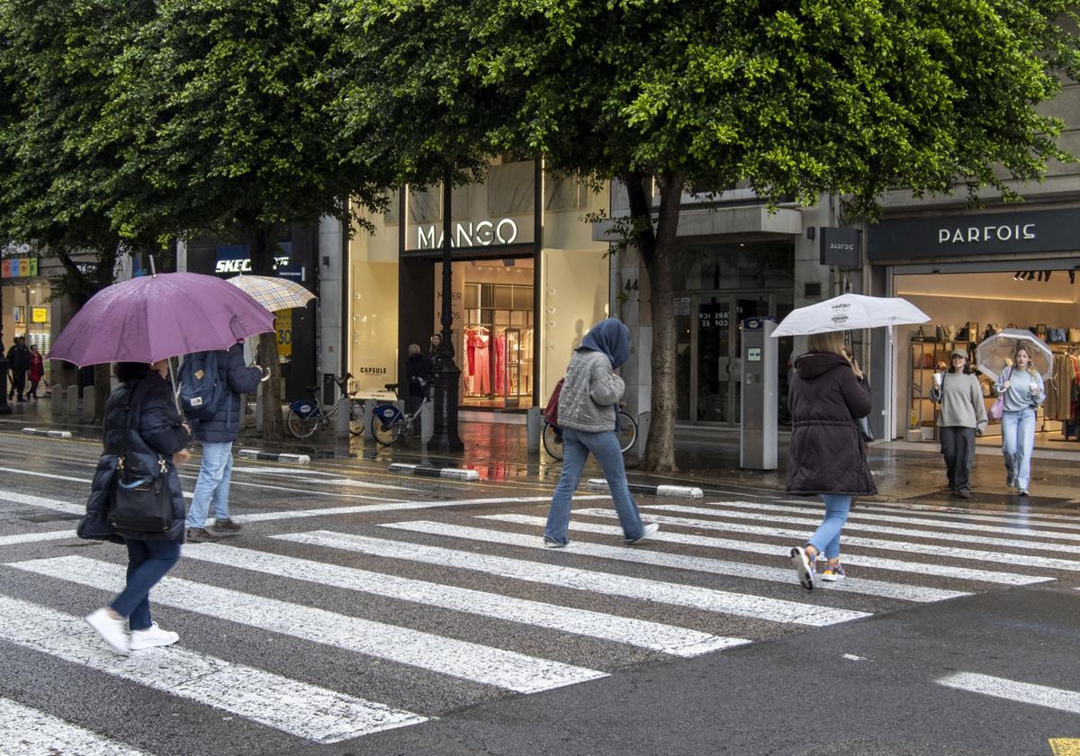 Día de lluvia en la ciudad de Valencia.