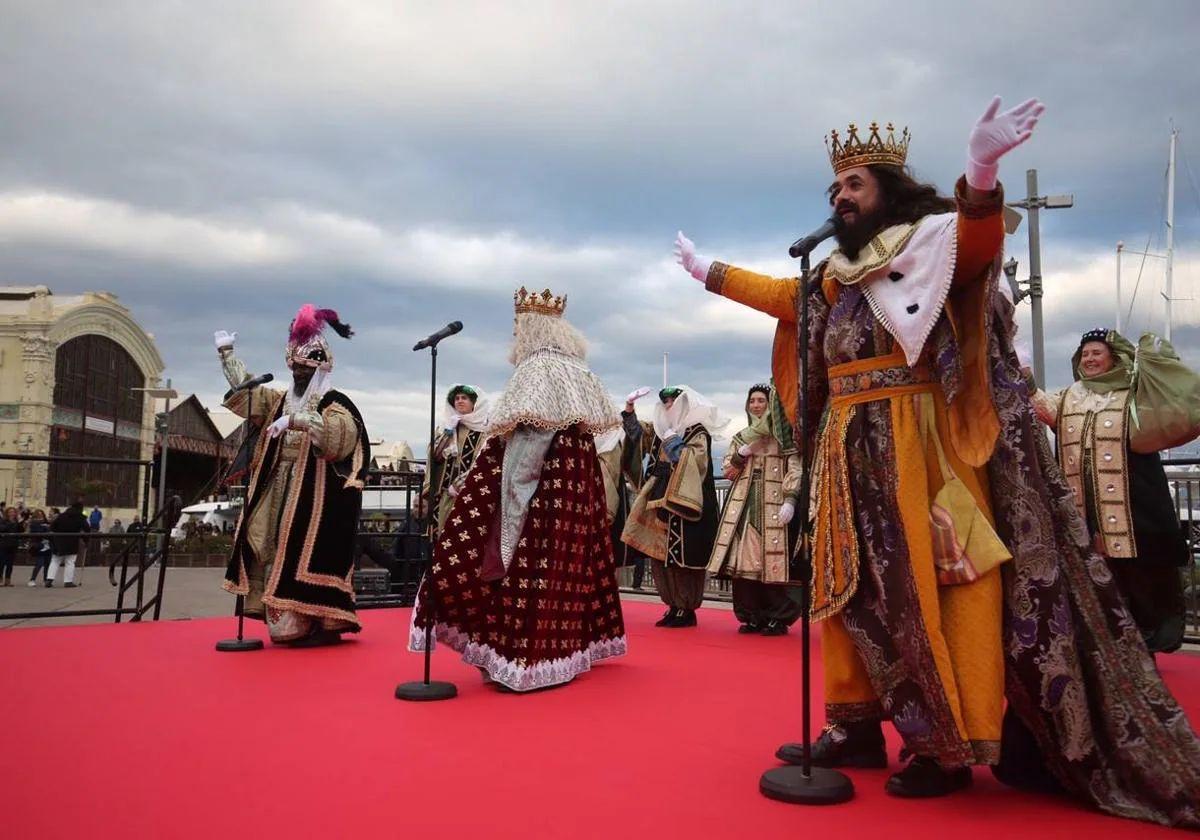 Los Reyes Magos a su llegada a Valencia el año pasado.