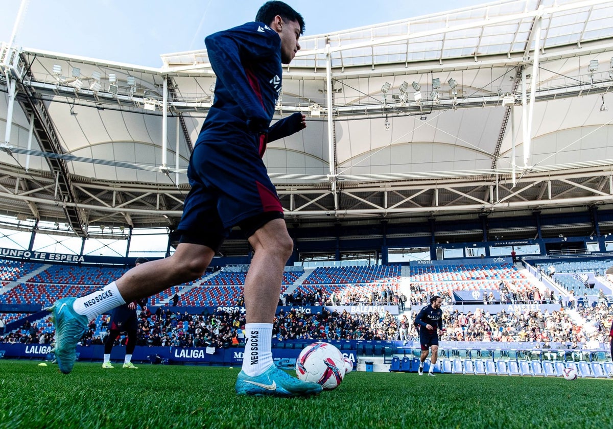 Brugué, en el entrenamiento de puertas abiertas de hace unos días.