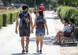 Una pareja paseando.