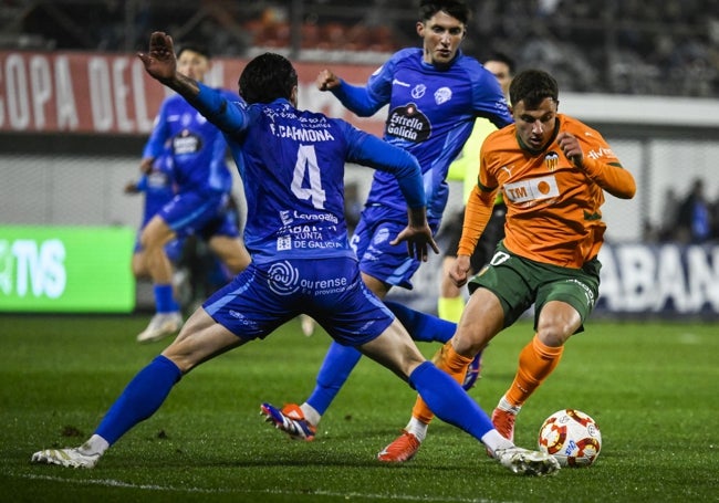 El canterano Germán Valera, durante el partido frente al Ourense.