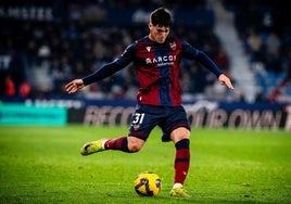 Xavi Grande, durante el partido ante el Granada.