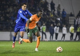 Sadiq, durante el partido de la Copa del Rey en Ourense.