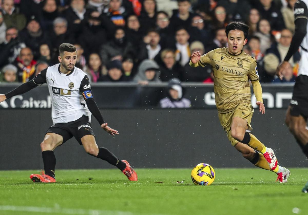 Kubo, este domingo en Mestalla.