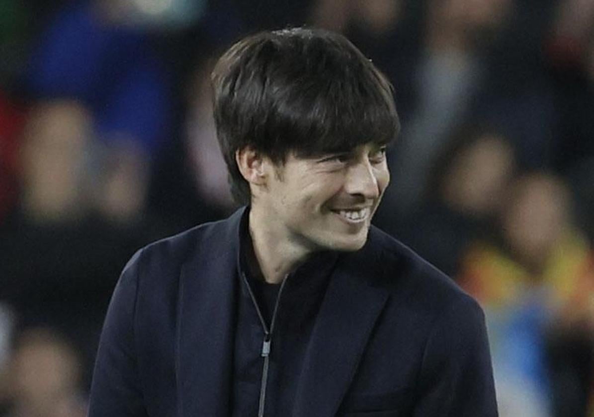 David Silva, en su homenaje en Mestalla en 2023.