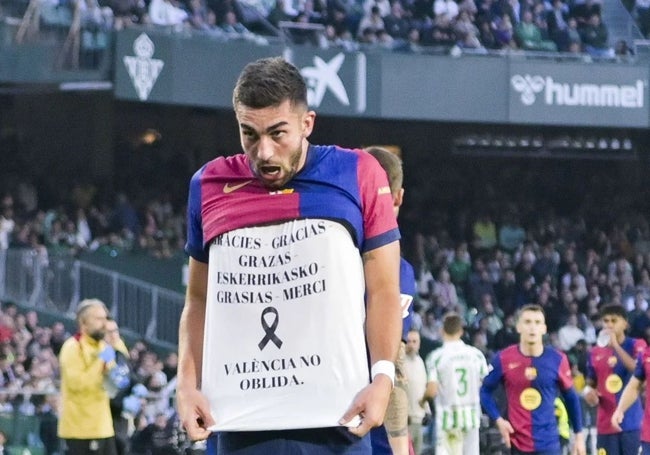 Ferran Torres muestra un mensaje de reivindicación tras marcarle al Betis.