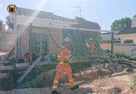 Estado de la casa tras el derrumbe.