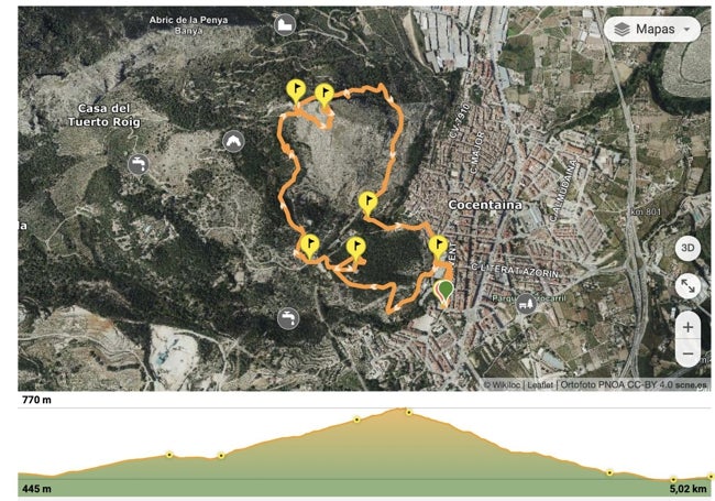 Recorrido desde la población de Cocentaina hasta el castillo de la localidad.