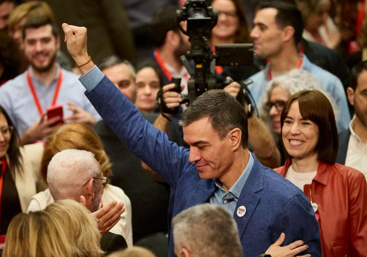 Pedro Sánchez, este sábado, en el congreso del PSPV en Valencia.