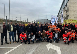 Trabajadores de Kalmar Valencia, en uno de los dos días de huelga.