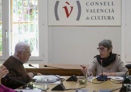 Jesús Huguet y Dolors Pedrós, secretario y presidenta del Consell Valencià de Cultura, respectivamente.