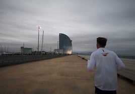 Entrenamiento en la Barceloneta.