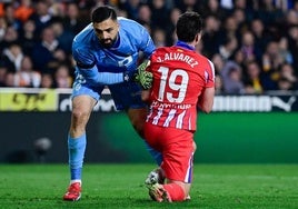 Corberán, en el Valencia-Atlético.