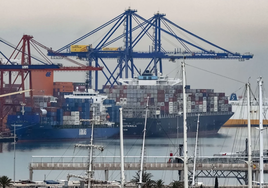 Dos portacontenedores en el puerto de Valencia.