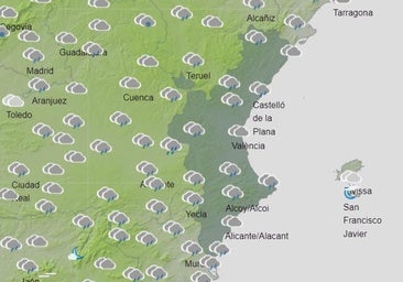 Aemet señala las zonas de la Comunitat dónde lloverá más este domingo