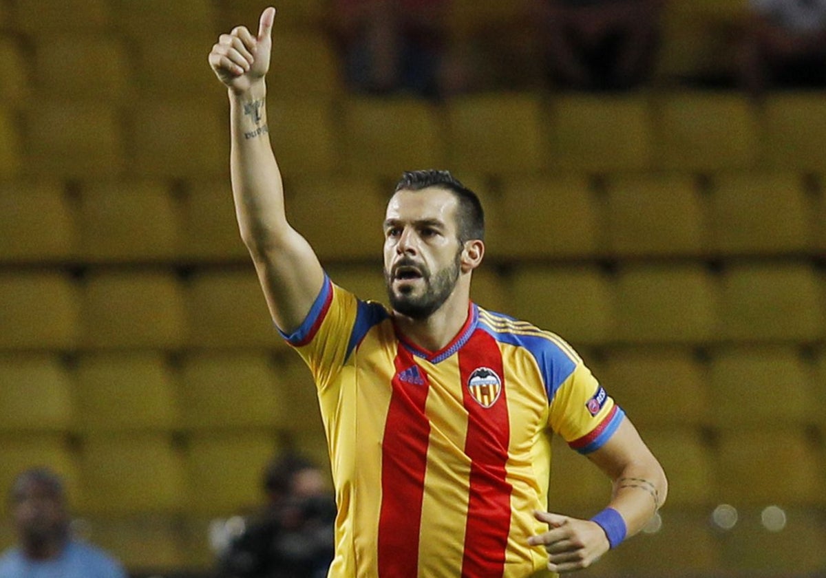 Álvaro Negredo durante su etapa en el Valencia