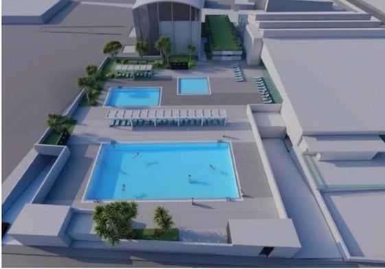 El proyecto de la piscina de Alboraia, junto a las instalaciones deportivas.