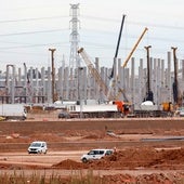 Avance de las obras de los edificios centrales de PowerCo en Parc Sagunt II.
