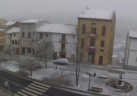 Nieve en Vilafranca este viernes.