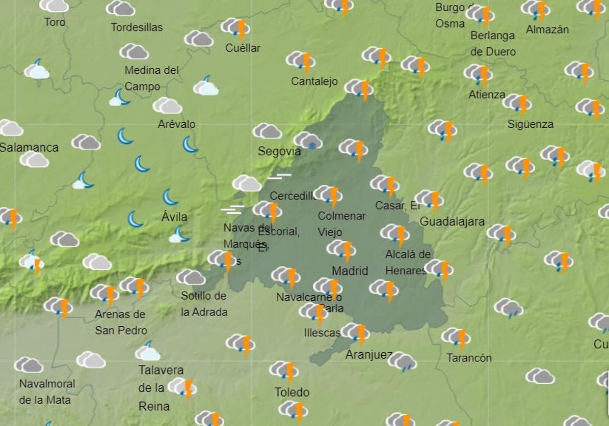 Mapa previsto para el sábado.