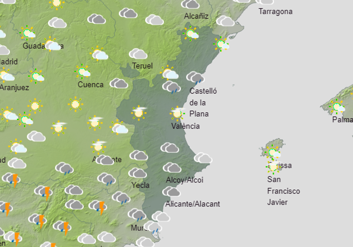 Previsión del tiempo este domingo en la Comunitat Valenciana.