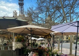 Un puesto de venta de flores de la plaza del Ayuntamiento.