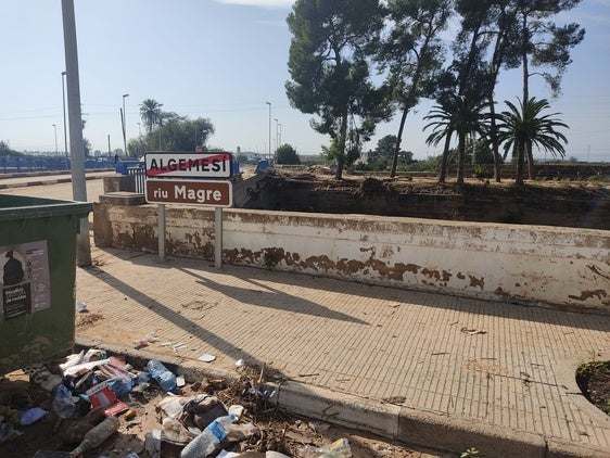 Río Magro en Algemesí tras la dana.