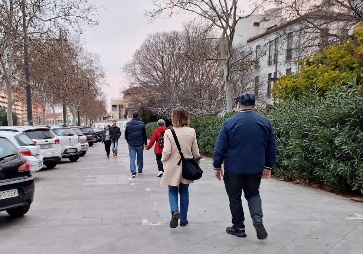 Coches aparcados en una zona peatonal de Valencia.